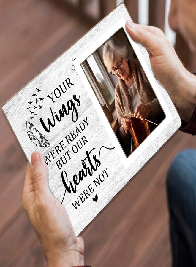 KLYTINK Memorial Photo Frame, Sympathy Gift for Loss Loved Ones, in My Heart, in Loving Memory Wooden Picture Frame, Passed Away Condolence Gifts for Memorial Death Loss of Loved(White-Heart 4 x 6 Photo) - Image 3